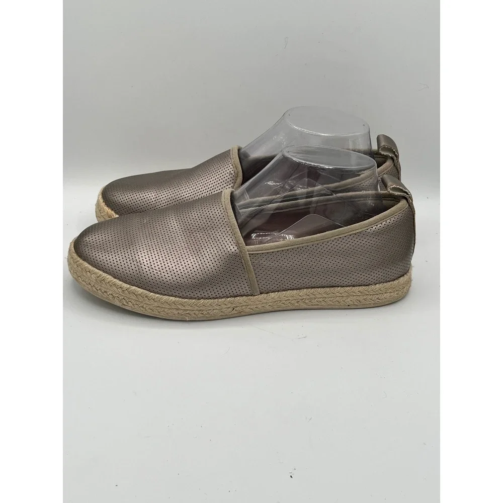 Clarks Collection Cushion SoftMetallic Bronze Perforated Espadrille Flats Sz 9W